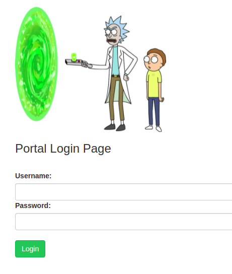 Pickle Rick Portal Login Page